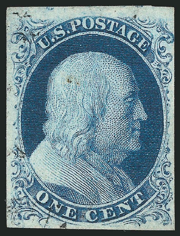 US Stamp Values Scott # 8 - 1c 1857 Franklin. Robert Siegel Auction Galleries, Jul 2013, Sale 1050, Lot 82