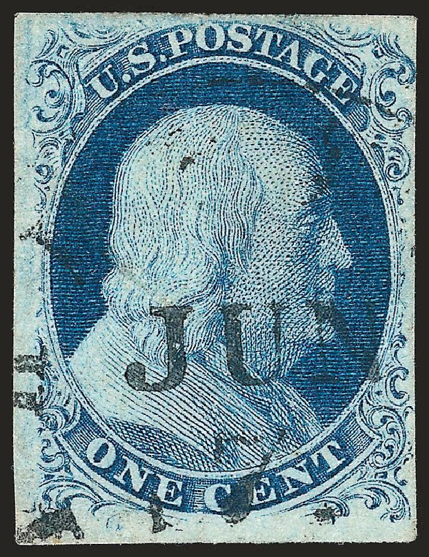 Price of US Stamps Scott Catalogue # 8 - 1857 1c Franklin. Robert Siegel Auction Galleries, Oct 2008, Sale 963, Lot 182