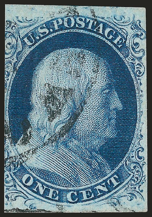 Values of US Stamp Scott Catalog # 8 - 1857 1c Franklin. Robert Siegel Auction Galleries, Dec 2009, Sale 982, Lot 5042
