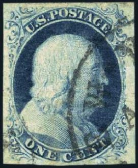 Values of US Stamp Scott 8 - 1857 1c Franklin. Harmer-Schau Auction Galleries, Jan 2014, Sale 100, Lot 413
