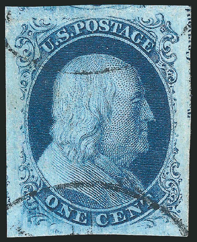 Cost of US Stamp Scott Cat. 8: 1857 1c Franklin. Robert Siegel Auction Galleries, Jun 2012, Sale 1024, Lot 23