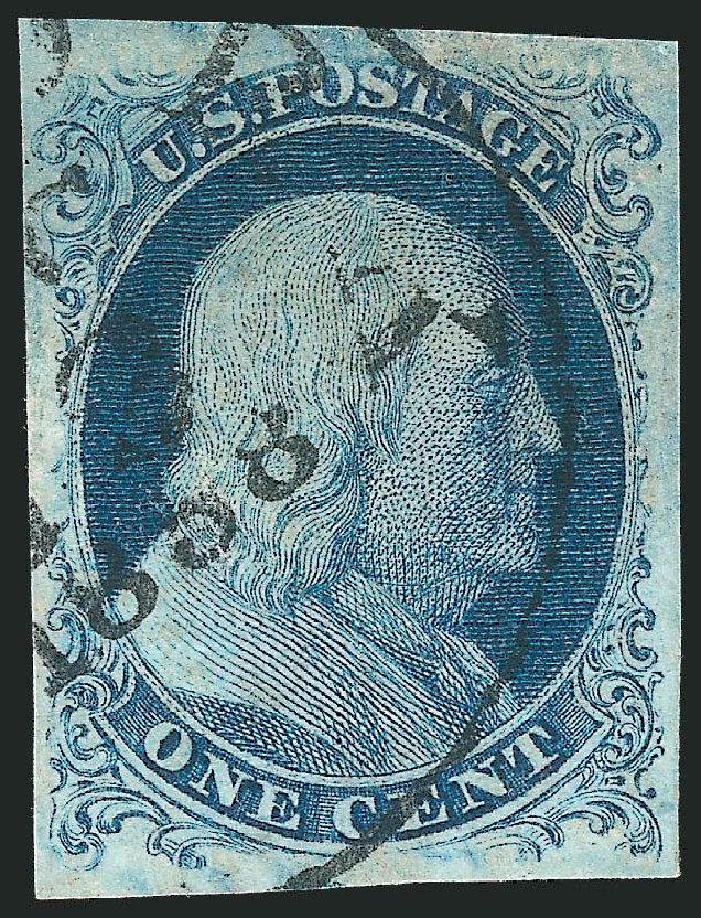 US Stamps Value Scott Cat. 8 - 1c 1857 Franklin. Robert Siegel Auction Galleries, Mar 2014, Sale 1067, Lot 883