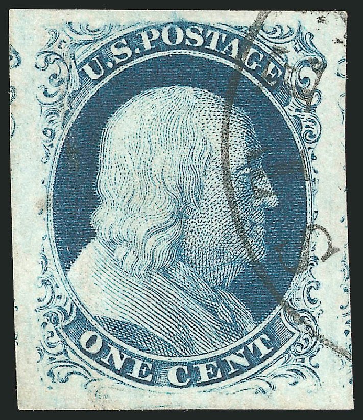 Values of US Stamp Scott Catalog 8 - 1857 1c Franklin. Robert Siegel Auction Galleries, Nov 2014, Sale 1084, Lot 3043