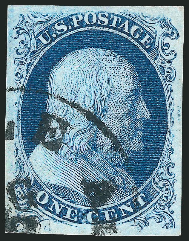 US Stamps Value Scott Catalog #8 - 1857 1c Franklin. Robert Siegel Auction Galleries, Dec 2014, Sale 1090, Lot 1133