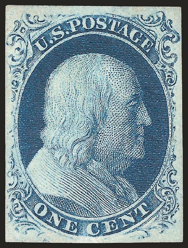 US Stamps Prices Scott Catalog # 8 - 1857 1c Franklin. Robert Siegel Auction Galleries, Jun 2009, Sale 973, Lot 33