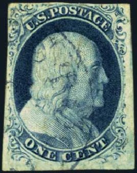 Price of US Stamp Scott Catalogue # 8: 1c 1857 Franklin. Harmer-Schau Auction Galleries, Jan 2013, Sale 96, Lot 396