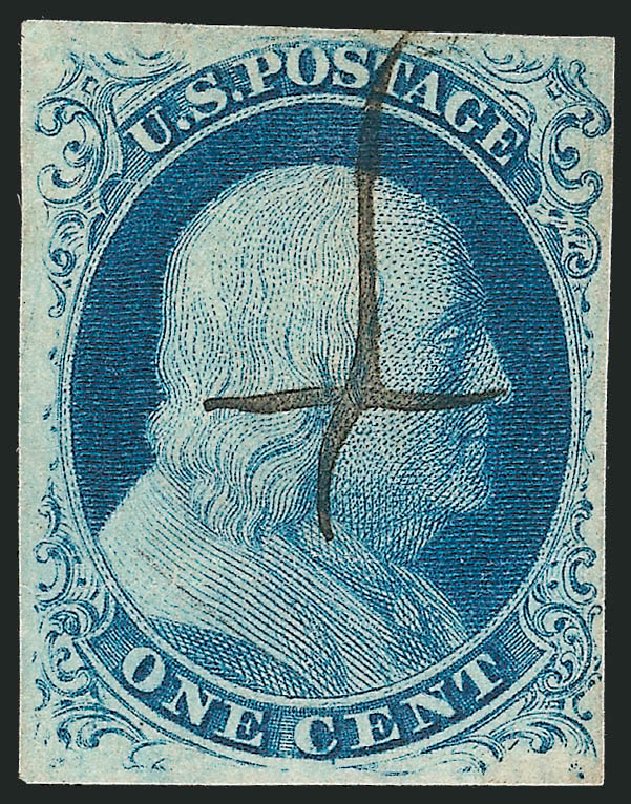 Value of US Stamp Scott Cat. # 8 - 1857 1c Franklin. Robert Siegel Auction Galleries, Jun 2012, Sale 1026, Lot 1136