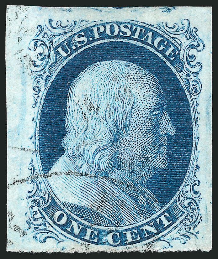 US Stamp Value Scott Cat. #8: 1857 1c Franklin. Robert Siegel Auction Galleries, Dec 2010, Sale 998, Lot 436