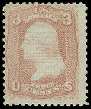 Cost of US Stamp Scott Cat. # 83 - 3c 1867 Washington Grill. H.R. Harmer, Jun 2015, Sale 3007, Lot 3157