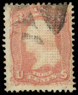US Stamps Prices Scott Catalog #83 - 3c 1867 Washington Grill. Daniel Kelleher Auctions, Dec 2013, Sale 640, Lot 108