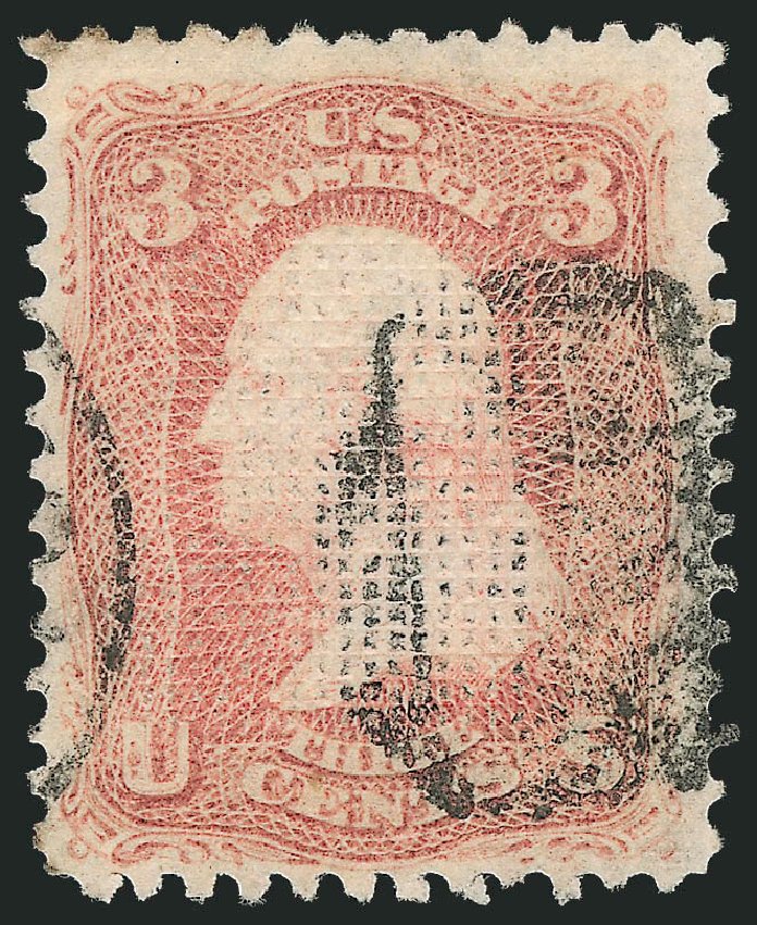 US Stamps Value Scott Catalogue 83: 1867 3c Washington Grill. Robert Siegel Auction Galleries, Mar 2011, Sale 1007, Lot 2228