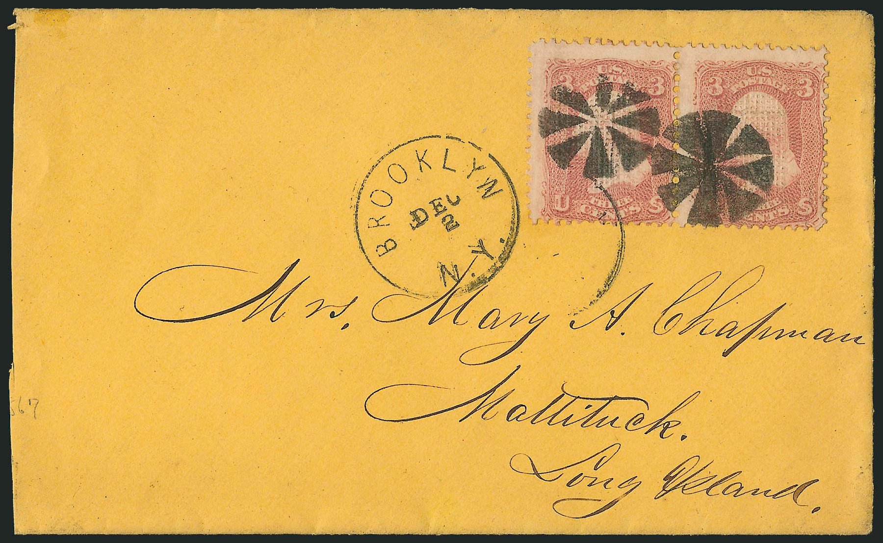 US Stamp Value Scott #83: 1867 3c Washington Grill. Robert Siegel Auction Galleries, Sep 2010, Sale 993, Lot 458