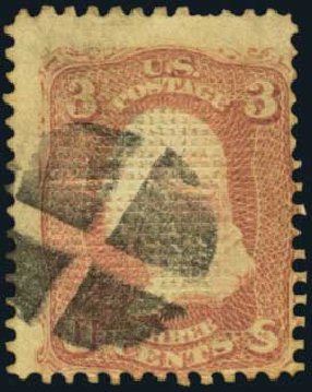 US Stamps Values Scott Catalog #83: 3c 1867 Washington Grill. Harmer-Schau Auction Galleries, Oct 2011, Sale 91, Lot 189