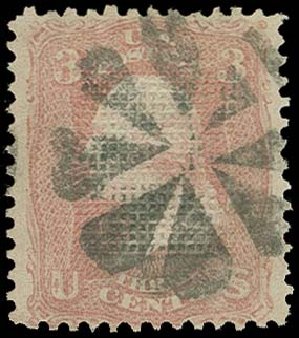 Values of US Stamps Scott Catalogue #83: 1867 3c Washington Grill. H.R. Harmer, Oct 2014, Sale 3006, Lot 1121