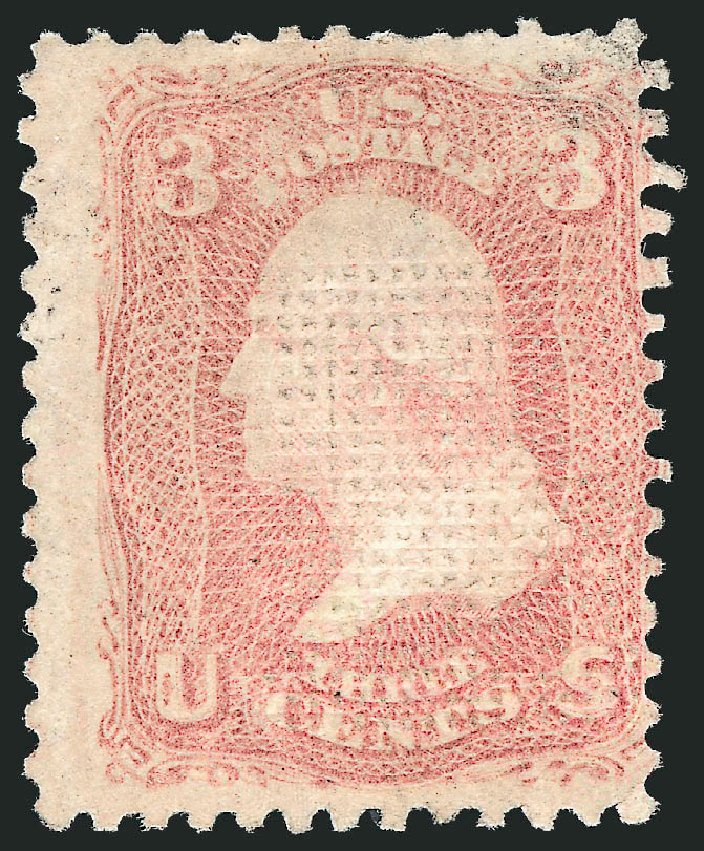 Values of US Stamps Scott Catalogue #83 - 1867 3c Washington Grill. Robert Siegel Auction Galleries, Sep 2010, Sale 993, Lot 451