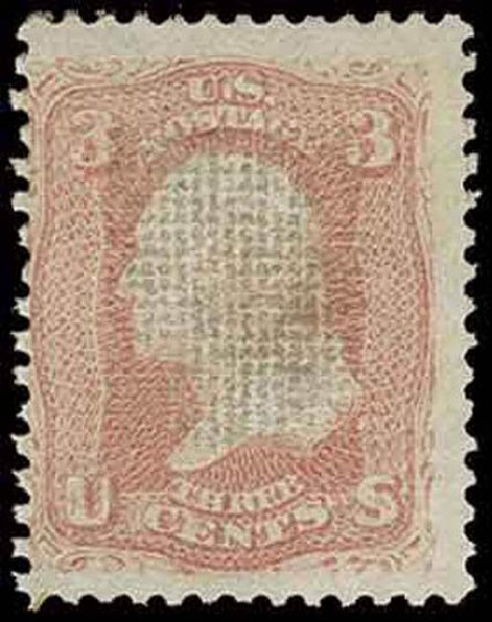 Cost of US Stamp Scott Cat. #83: 3c 1867 Washington Grill. H.R. Harmer, Nov 2013, Sale 3004, Lot 1074