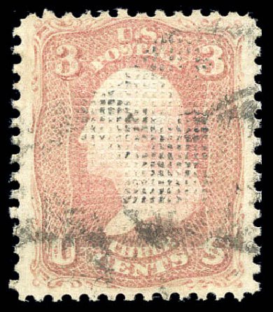 US Stamps Price Scott Cat. # 83 - 1867 3c Washington Grill. Matthew Bennett International, Sep 2010, Sale 331, Lot 425