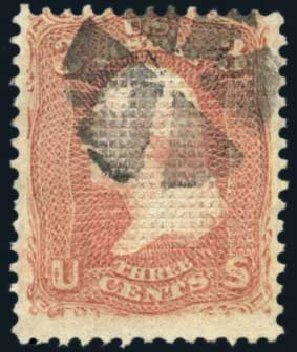 Prices of US Stamp Scott Catalogue #83: 1867 3c Washington Grill. Harmer-Schau Auction Galleries, Nov 2014, Sale 103, Lot 95