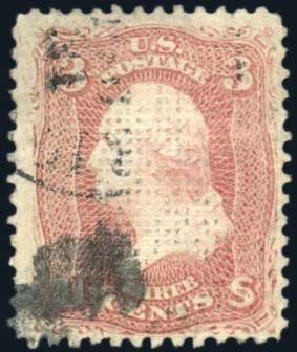 Cost of US Stamp Scott Catalog #83 - 3c 1867 Washington Grill. Harmer-Schau Auction Galleries, Feb 2010, Sale 84, Lot 1355