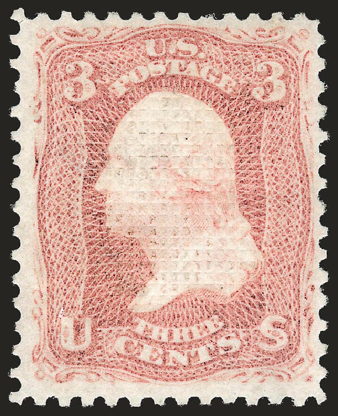 US Stamp Values Scott Catalog # 83: 3c 1867 Washington Grill. Robert Siegel Auction Galleries, Dec 2008, Sale 967, Lot 4185