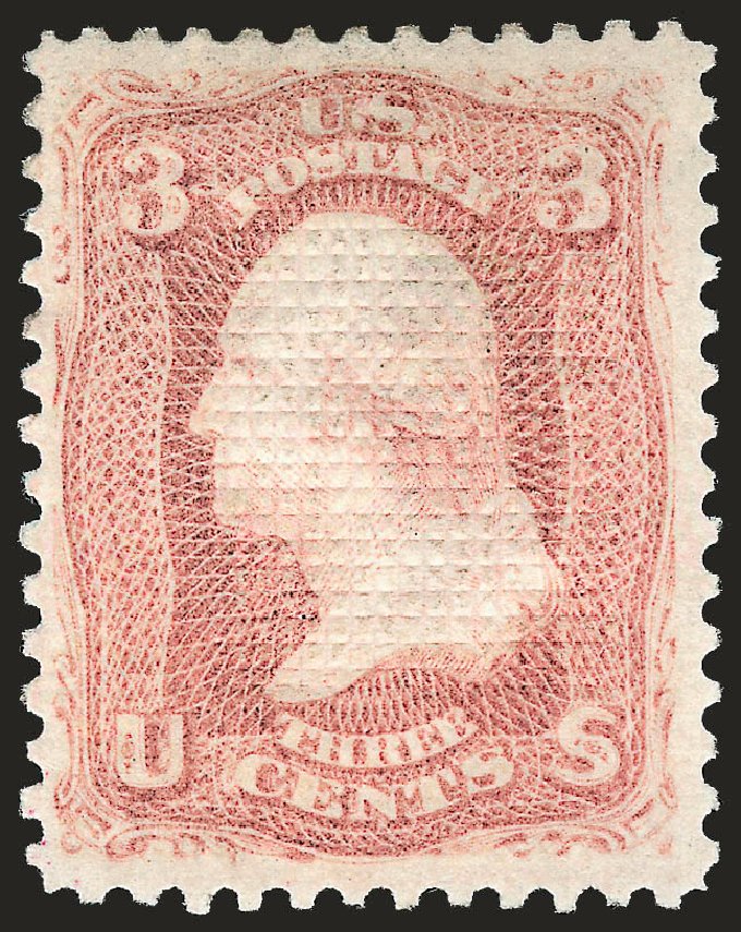 Cost of US Stamps Scott Catalogue # 83: 1867 3c Washington Grill. Robert Siegel Auction Galleries, Jan 2009, Sale 968, Lot 105