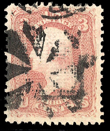 US Stamps Prices Scott Catalogue 83 - 3c 1867 Washington Grill. Cherrystone Auctions, Jun 2009, Sale 200906, Lot 42