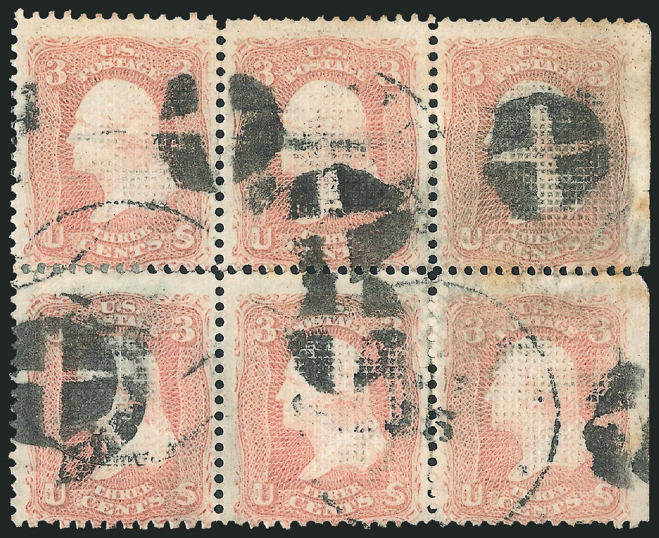 Values of US Stamp Scott Catalog 83: 1867 3c Washington Grill. Robert Siegel Auction Galleries, Sep 2010, Sale 993, Lot 453