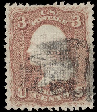 US Stamps Prices Scott Catalogue 85: 3c 1868 Washington Grill. Cherrystone Auctions, Apr 2010, Sale 201004, Lot 117