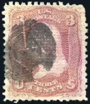Value of US Stamp Scott 85 - 3c 1868 Washington Grill. Harmer-Schau Auction Galleries, Aug 2011, Sale 90, Lot 1227