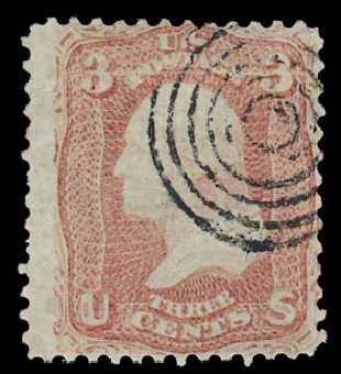 Cost of US Stamps Scott Cat. 85: 1868 3c Washington Grill. Daniel Kelleher Auctions, Jan 2012, Sale 628, Lot 267