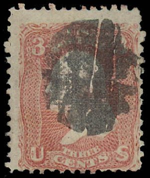US Stamps Prices Scott Catalog #85 - 3c 1868 Washington Grill. Daniel Kelleher Auctions, Jun 2012, Sale 630, Lot 1297