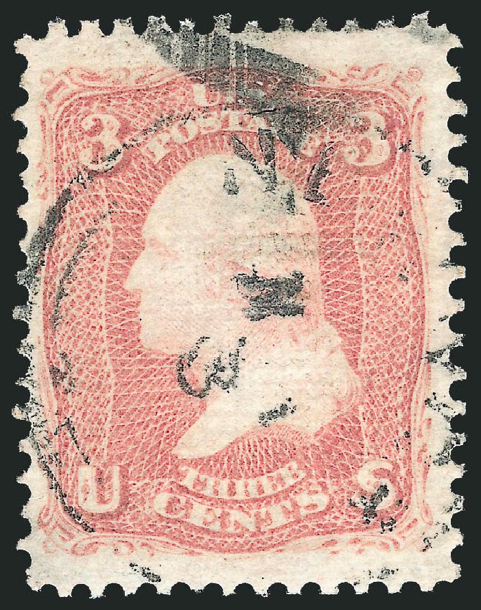Value of US Stamps Scott Catalogue #85: 1868 3c Washington Grill. Robert Siegel Auction Galleries, Jun 2012, Sale 1026, Lot 1228