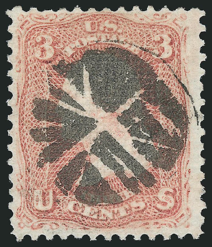 US Stamps Value Scott #85 - 1868 3c Washington Grill. Robert Siegel Auction Galleries, Dec 2012, Sale 1037, Lot 1588