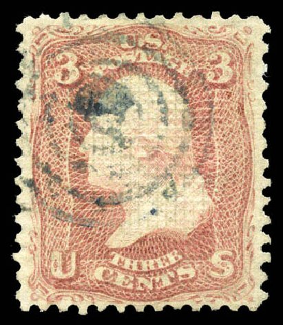 Costs of US Stamps Scott Catalogue 85 - 1868 3c Washington Grill. Matthew Bennett International, Mar 2011, Sale 336, Lot 1159