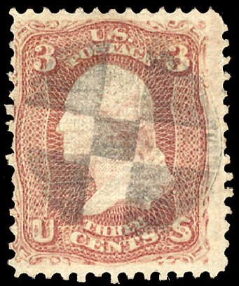 Value of US Stamps Scott Catalogue 85 - 3c 1868 Washington Grill. Cherrystone Auctions, Apr 2010, Sale 201004, Lot 119