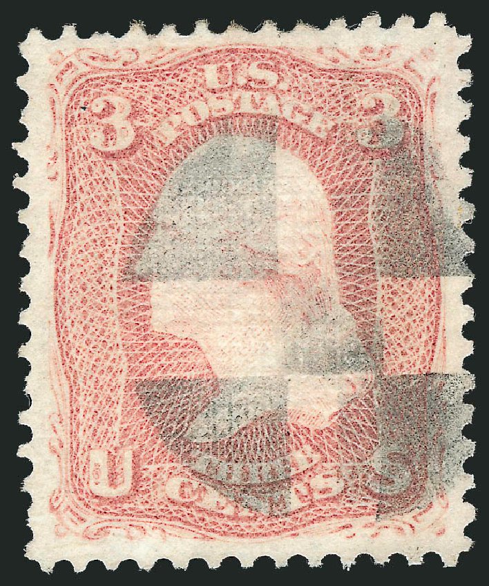 US Stamps Price Scott Catalogue 85: 1868 3c Washington Grill. Robert Siegel Auction Galleries, Mar 2014, Sale 1067, Lot 1069