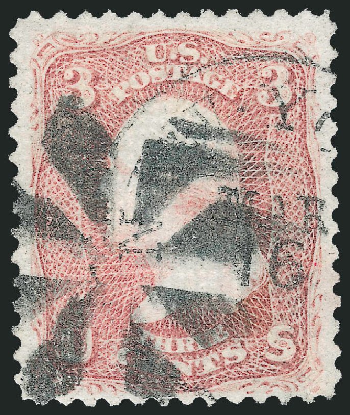 Value of US Stamps Scott # 85: 1868 3c Washington Grill. Robert Siegel Auction Galleries, Oct 2010, Sale 997, Lot 5379