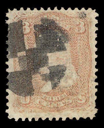 US Stamp Prices Scott Cat. # 85 - 3c 1868 Washington Grill. Cherrystone Auctions, Mar 2014, Sale 201403, Lot 20