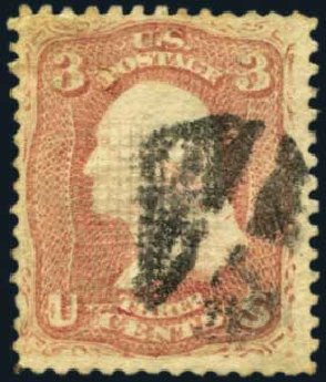 Value of US Stamp Scott #85: 3c 1868 Washington Grill. Harmer-Schau Auction Galleries, Jan 2013, Sale 96, Lot 440