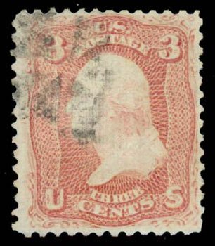 US Stamps Prices Scott Catalogue 85: 3c 1868 Washington Grill. Daniel Kelleher Auctions, Sep 2013, Sale 639, Lot 380