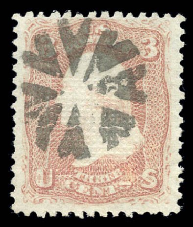 Cost of US Stamp Scott Cat. 85: 3c 1868 Washington Grill. Matthew Bennett International, Sep 2010, Sale 331, Lot 431