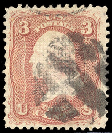 US Stamp Price Scott Catalogue # 85 - 1868 3c Washington Grill. Cherrystone Auctions, Jan 2009, Sale 200901, Lot 101