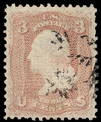 Value of US Stamp Scott Catalogue 85: 3c 1868 Washington Grill. Cherrystone Auctions, Jan 2010, Sale 201001, Lot 71
