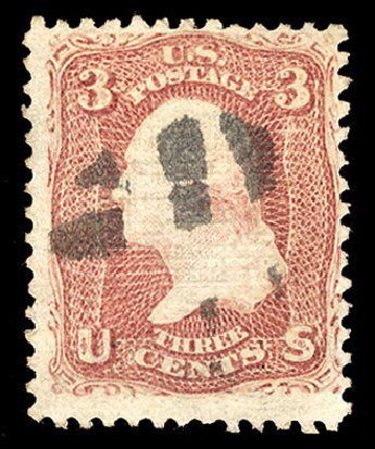 Costs of US Stamps Scott Catalog # 85 - 1868 3c Washington Grill. Cherrystone Auctions, Mar 2014, Sale 201403, Lot 21