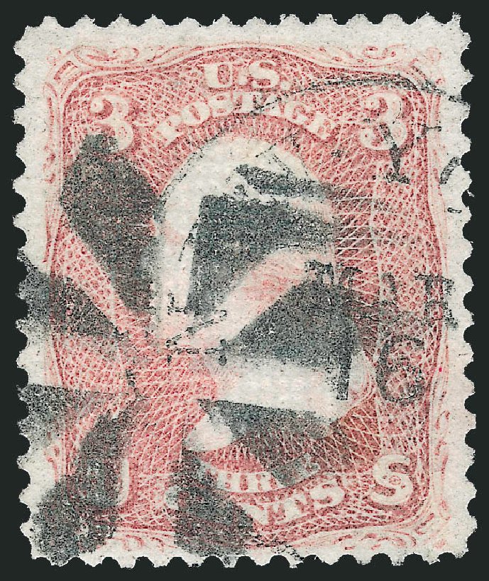 Price of US Stamp Scott Cat. # 85 - 3c 1868 Washington Grill. Robert Siegel Auction Galleries, Apr 2010, Sale 984, Lot 321