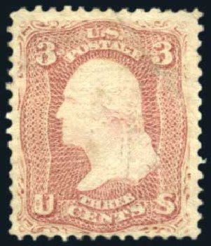 US Stamps Price Scott Cat. # 85: 3c 1868 Washington Grill. Harmer-Schau Auction Galleries, Aug 2011, Sale 90, Lot 1224