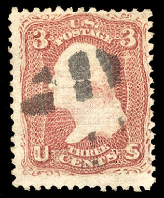 Price of US Stamps Scott #85 - 3c 1868 Washington Grill. Cherrystone Auctions, Nov 2009, Sale 200911, Lot 3045