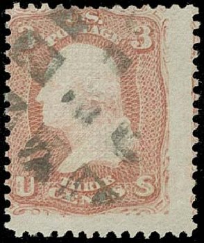 Cost of US Stamps Scott Catalogue #85 - 3c 1868 Washington Grill. H.R. Harmer, Oct 2014, Sale 3006, Lot 1125