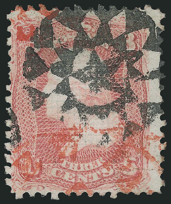 Value of US Stamp Scott Catalogue # 85: 1868 3c Washington Grill. Robert Siegel Auction Galleries, Nov 2013, Sale 1061, Lot 3495
