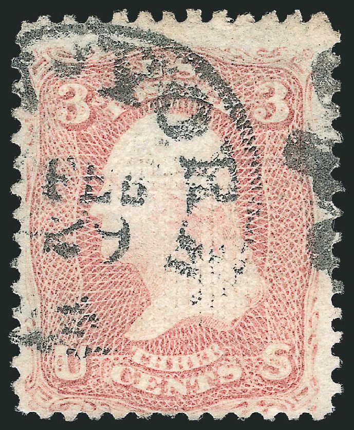Values of US Stamp Scott 85 - 1868 3c Washington Grill. Robert Siegel Auction Galleries, Sep 2010, Sale 993, Lot 465